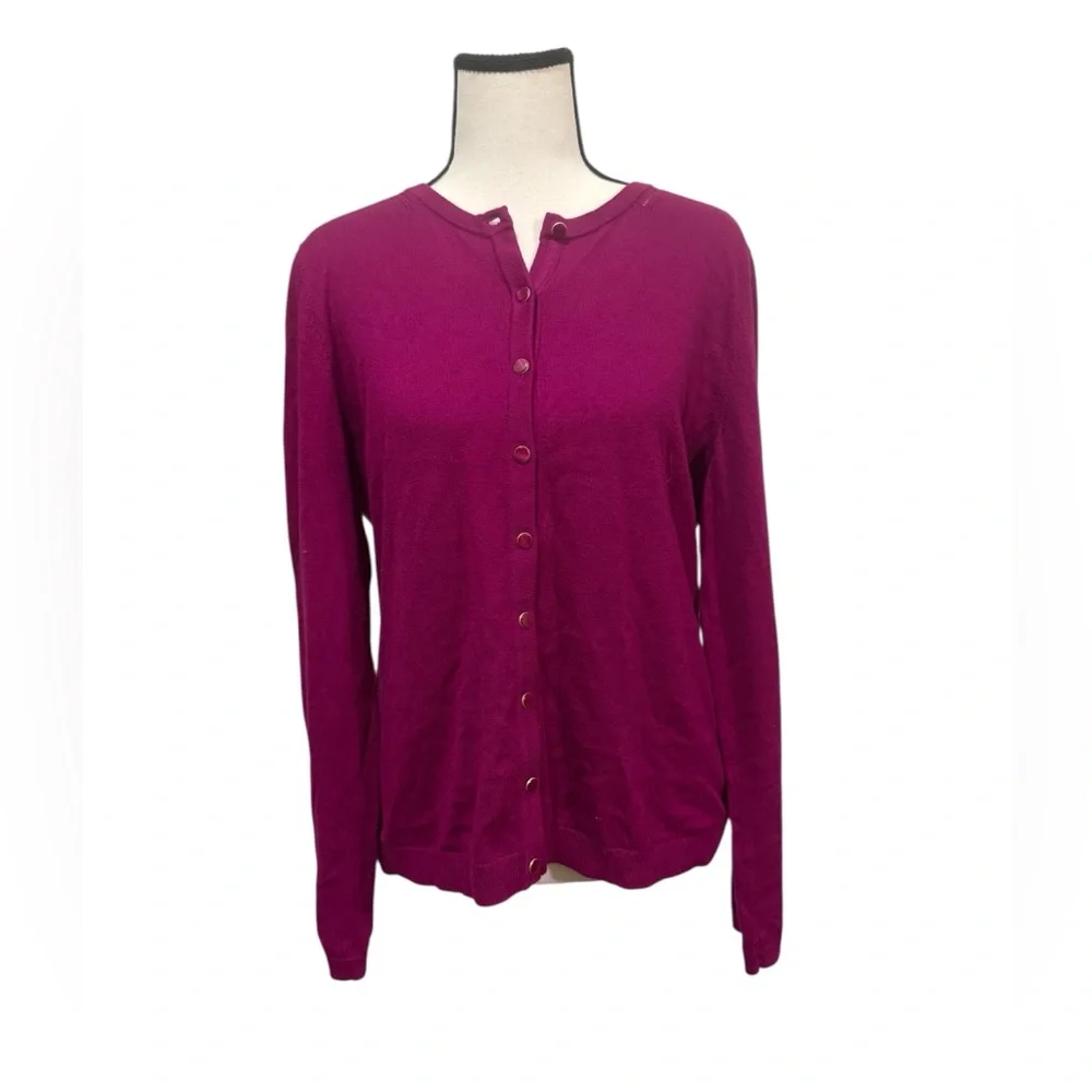 Talbots Magenta Cashmere blend cardigan sweater size medium